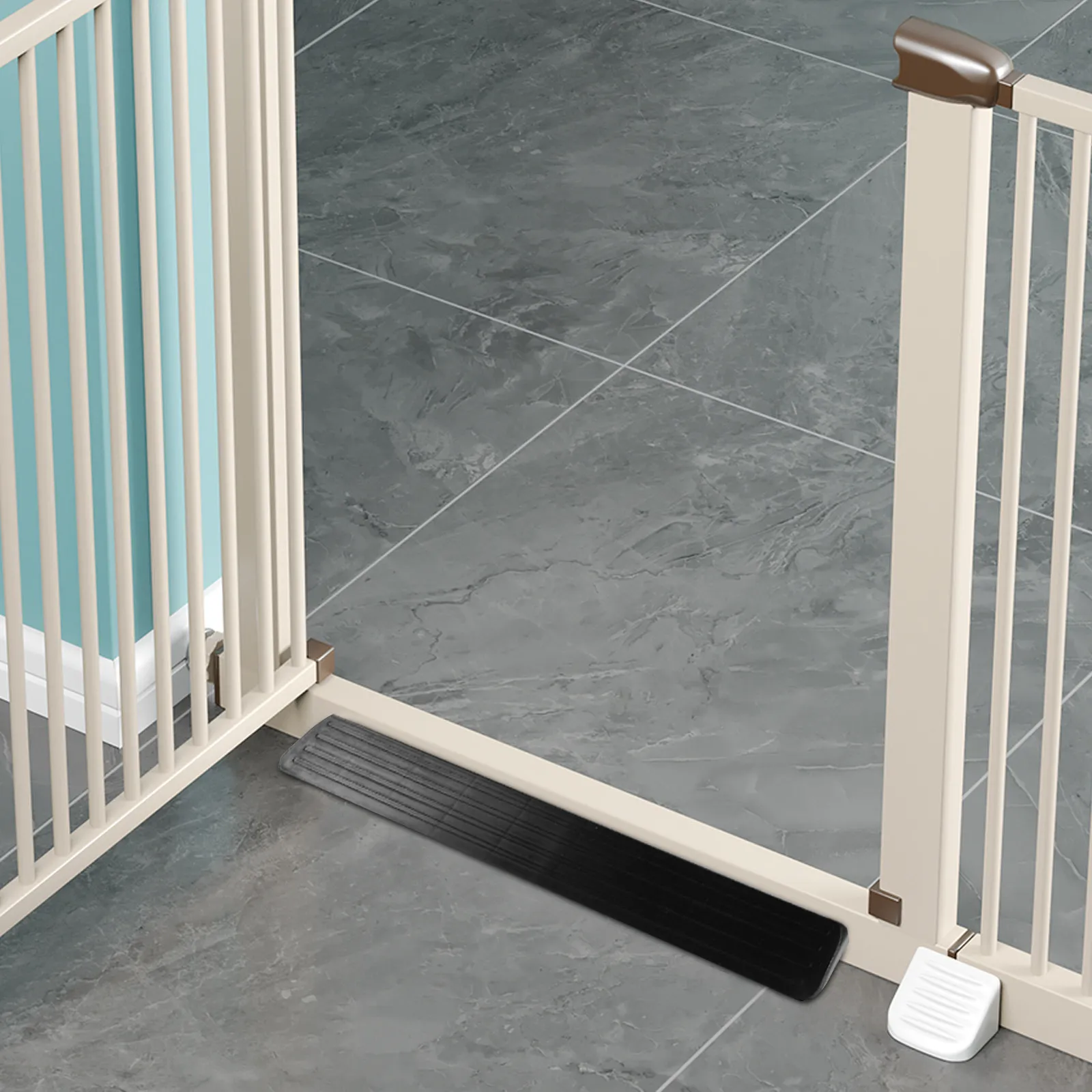 2Pcs Baby Gate Kick Plate Protector Pedal Support Feet Safety Gate Ramp Hardware for Stairs Door Threshold Pet Fence Black