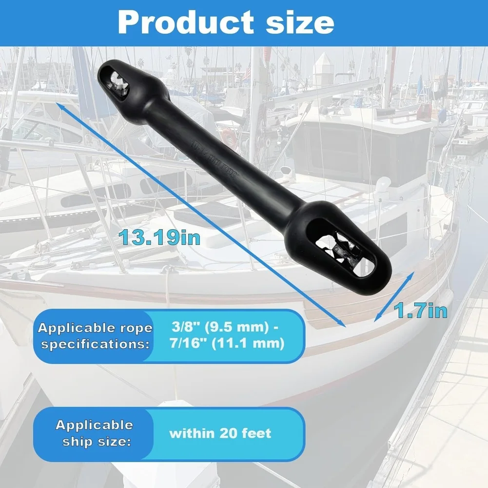 2026 New Marine Grade Rubber Mooring Snubber Shock Absorber For Yacht Dock 10-12mm Rope Buffer 33.5*4.3*3.6cm Buffer