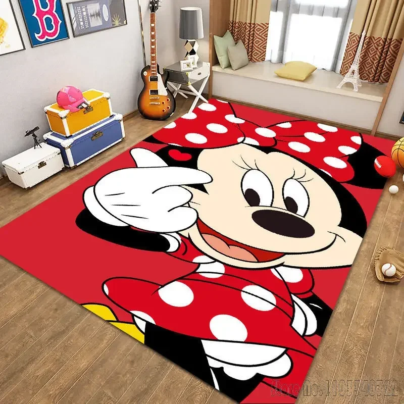 Disney Cartoon Mickey Mouse Minnie Rug Carpets 80x120cm Decor for Bathroom Kids Floor Mat Living Room Children's Bedroom Sofa