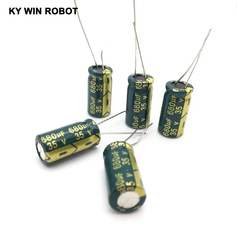 10 قطعة مُكثَّف كهربائيًا من الألومنيوم 680 فائق التوهج 35 فولت 10*20 مللي متر جودة التردد شعاعي مُكثَّف كهربائيًا #5