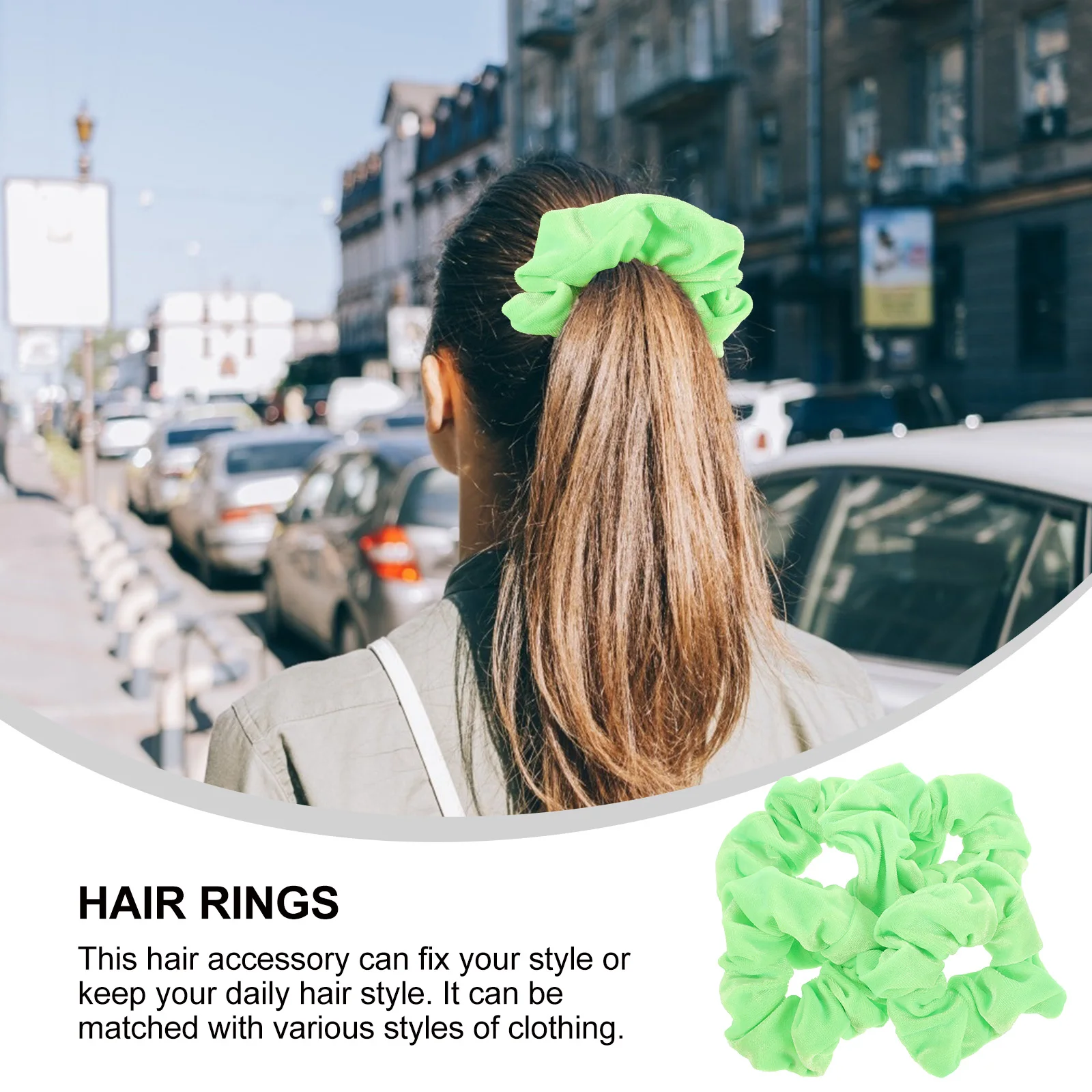 

4pcs Fluorescent Color Scrunchies Elastic Women Hair Ties Girls Thick Ponytail Holders Hair Bands Bulk Accessories