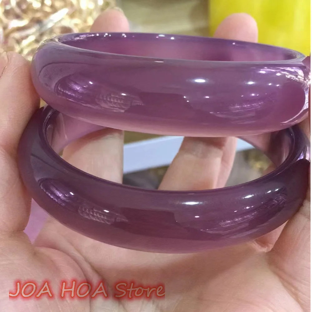 

Purple Imperial Bangle Real Beautiful Love Bracelet High Quality Pure Natural Agate Chalcedony Jade Exquisite Handring Jewelry