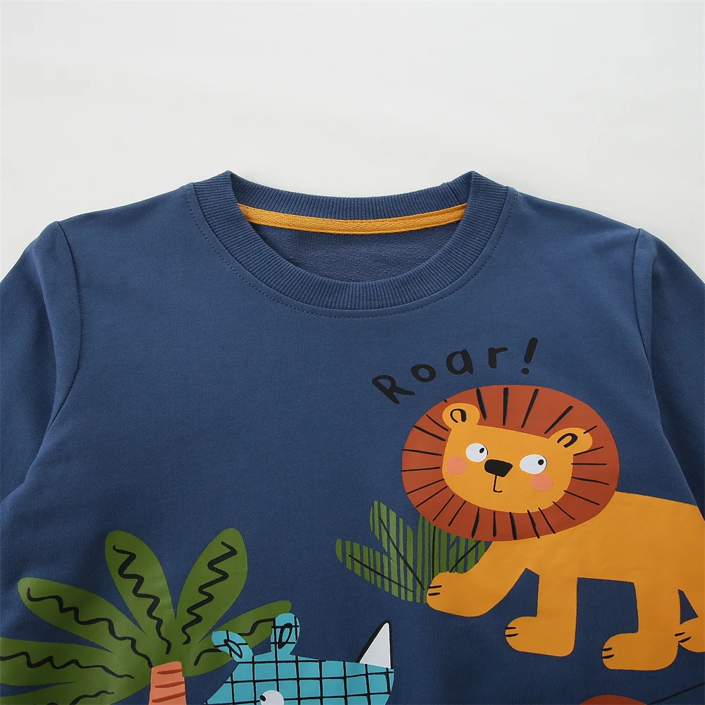Jumping Meters Langarm-Sweatshirts für Kinder und Jungen, Kleinkindkleidung mit Kapuze und Tiermotiven für Herbst und Frühling, modische Kinderkleidung – Detail 4