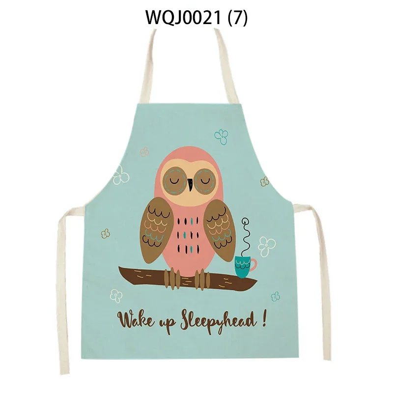 1Pcs Letter Dream Sweet Apron for Women Sleeveless Animal Owl Aprons Home Cooking Baking Bib Cleaning Tools Pinafores Delantal