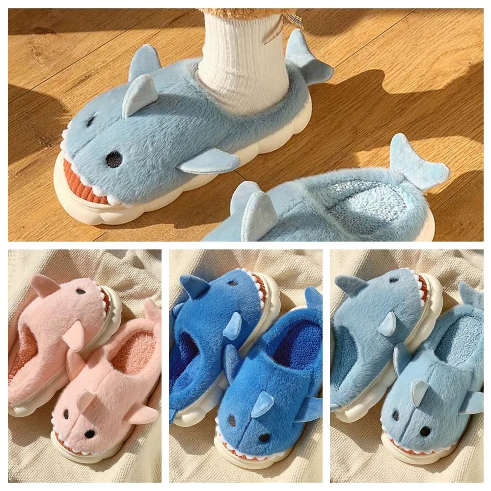 Zapatillas de tiburones nublados, zapatillas de tiburón, mocasines deslizantes, zapatos de invierno, zapatillas mullidas de invierno, zapatillas de piel cálidas y divertidas de animales
