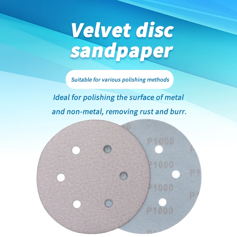 6 Inch 6 Holes Hook and Loop White Sandpaper Kit 40 Pcs Sanding Discs for Grinding Metaling Wooden Furniture Glass Plastic