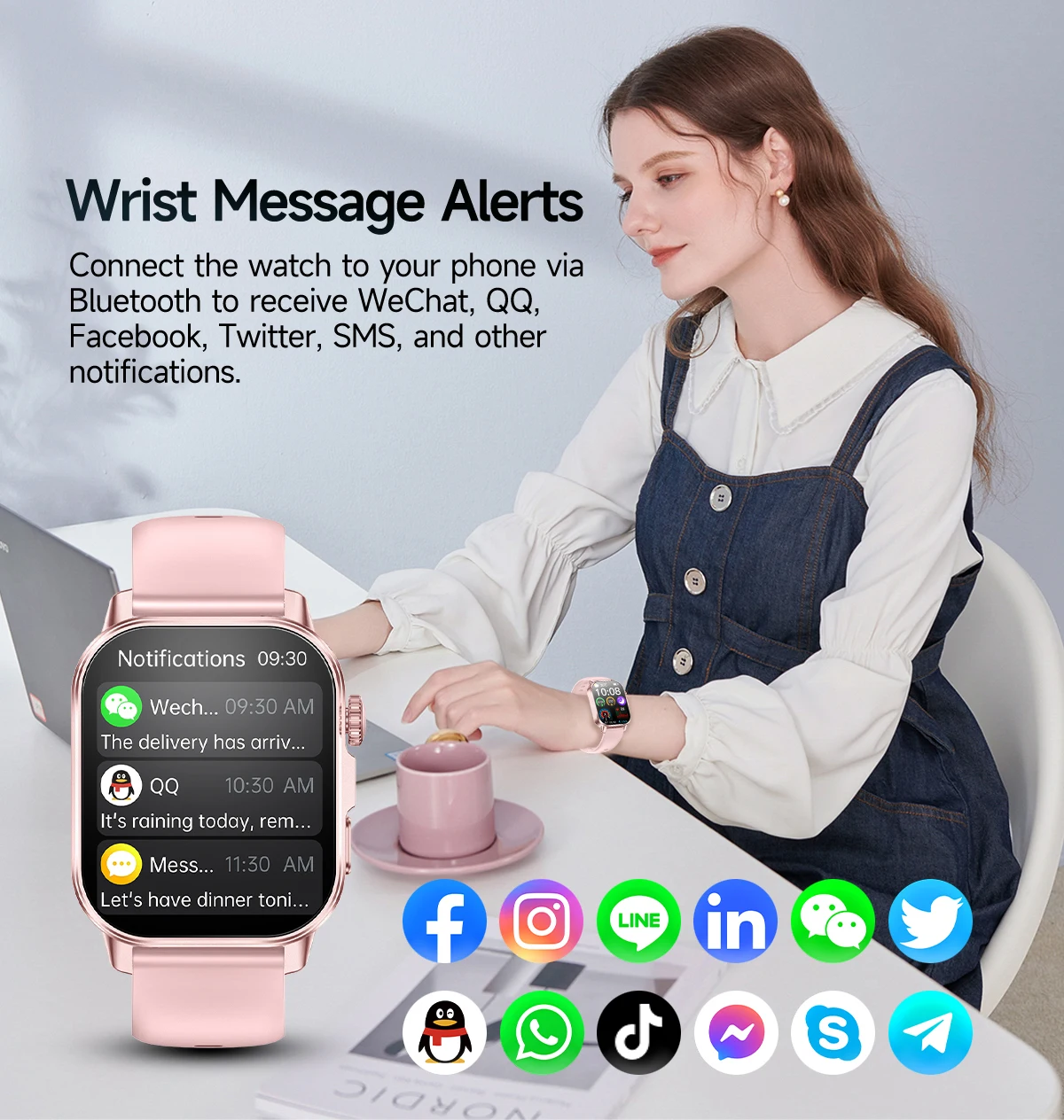 Neue Professionelle Gesundheits-Smartwatch Blutdruckmessung 2,01" AMOLED-Bildschirm Harnsäure Blutfette Taschenlampe Pflege-Smartwatch für Frauen – Detail 21