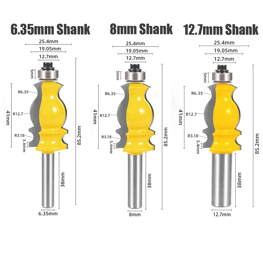 6.35mm 8mm Shank, 1/2 Inch Shank Fish Tail Handrail Cutter - For Decorative Line Carving, and Corner Profile Cutting，1Pcs