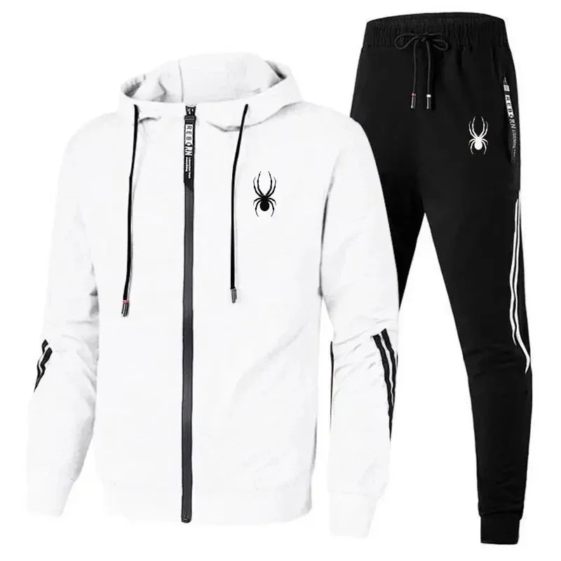 Tute da uomo primavera autunno set felpa con cappuccio a maniche lunghe + pantaloni da Jogging 2 pezzi tute da corsa Fitness abbigliamento sportivo