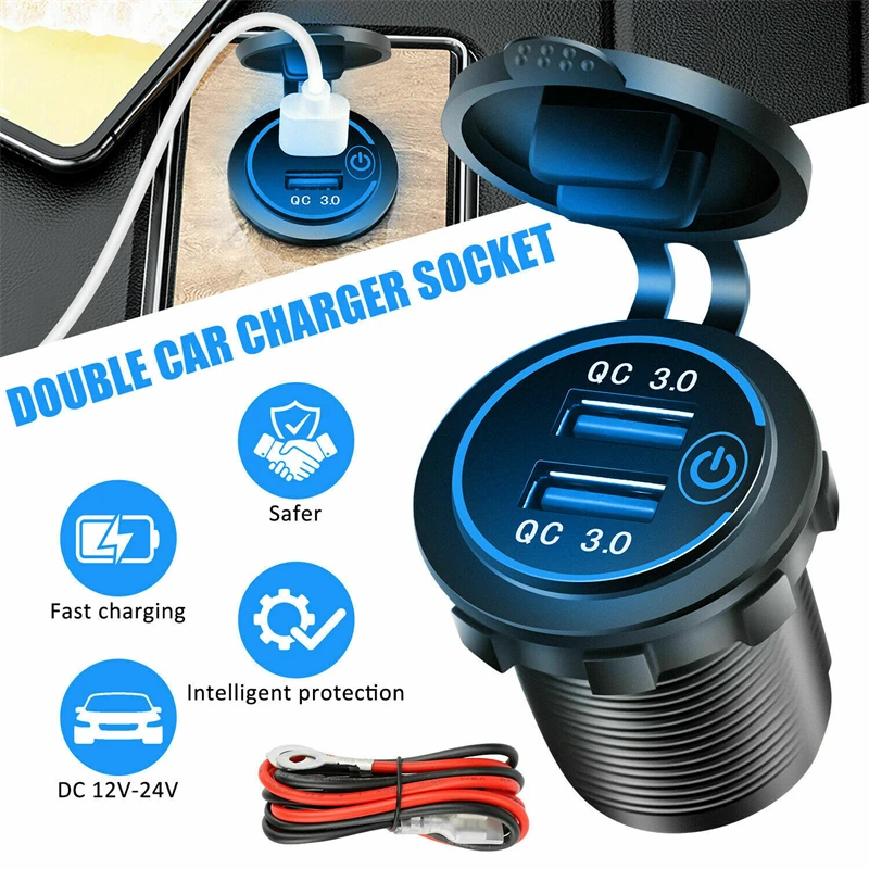 Car Fast Charger QC 3.0 Dual USB Car Phone Charger Fast Charging for iPhone 13 12 Xiaomi Huawei Samsung Quick Charge Car Charger