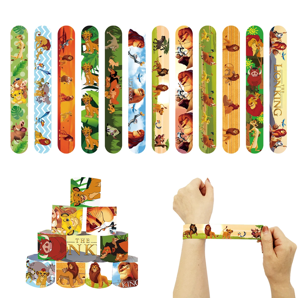 ของชำร่วยงานเลี้ยงวันเกิดธีมไลอ้อนคิง กำไลข้อมือซิลิโคนแบบติดสติ๊กเกอร์ ฉากหลัง ของตกแต่งงานปาร์ตี้คริสต์มาส