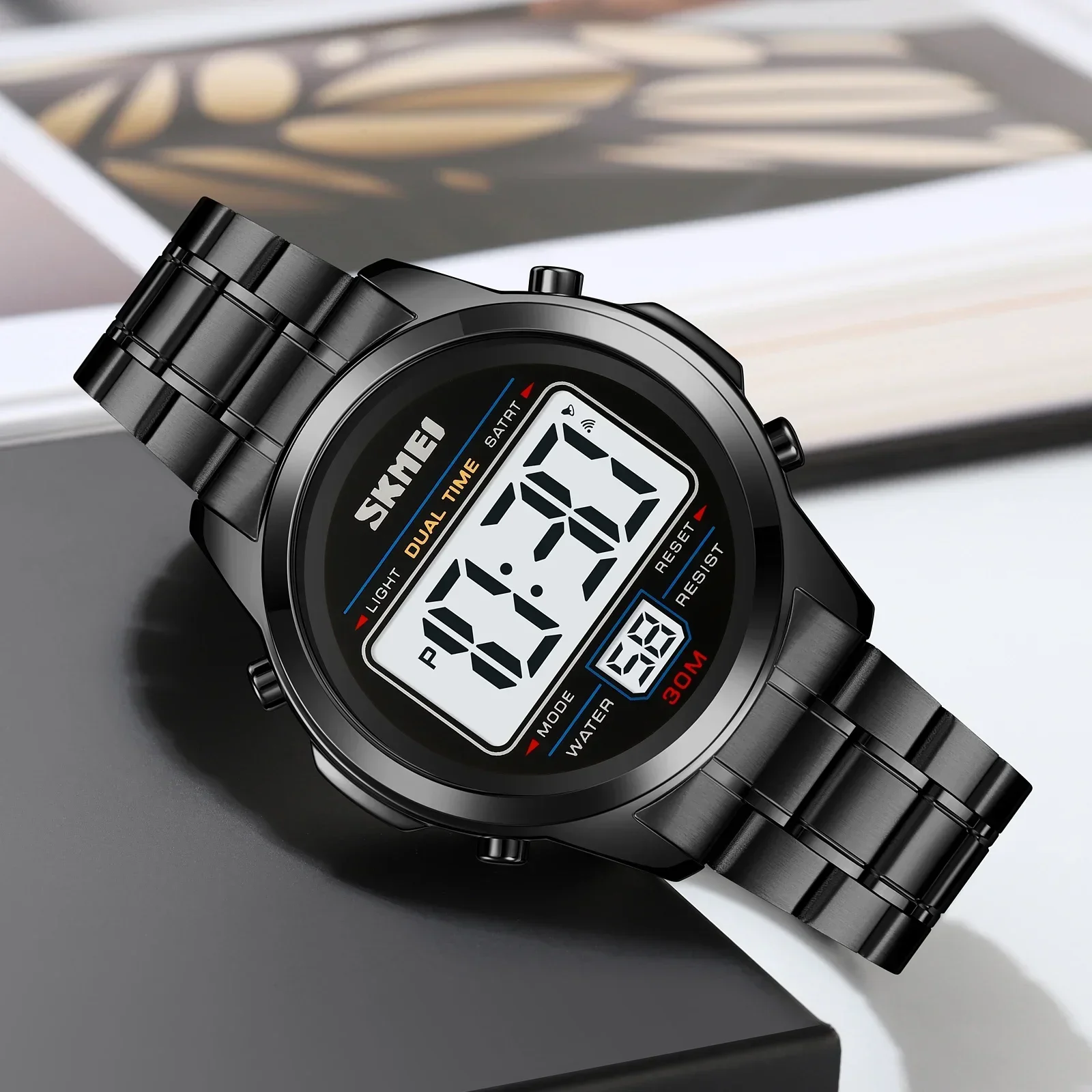 SKMEI Mens Waterproof Digital Wristwatch Alarm Date Week Clock Top Brand Luxury Stainless Steel Chrono Electronic Sports Watches