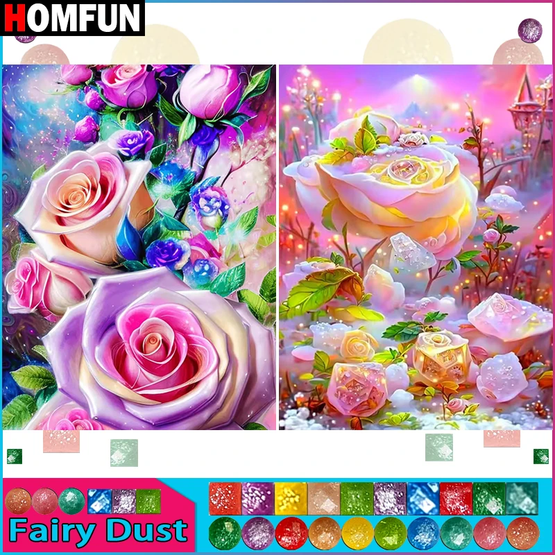 HOMFUN Fairy Dust Rhinestone Painting Crystal Decor Diy Diamond Painting 