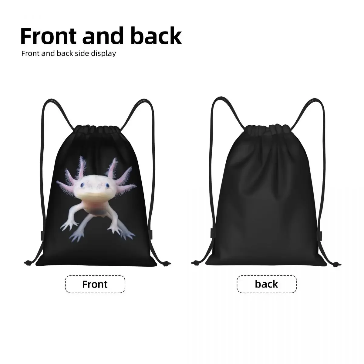 Custom Cute Axolotl Drawstring Bag Women Men Lightweight Salamander Animal Sports Gym Storage Backpack