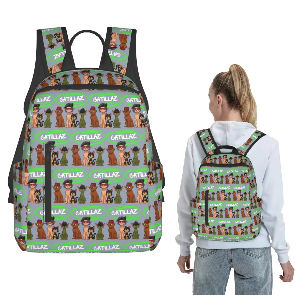 

Catillaz Backpack Large Capacity Boys Girls BookBag School Bag Shoulder Bags for Men Women