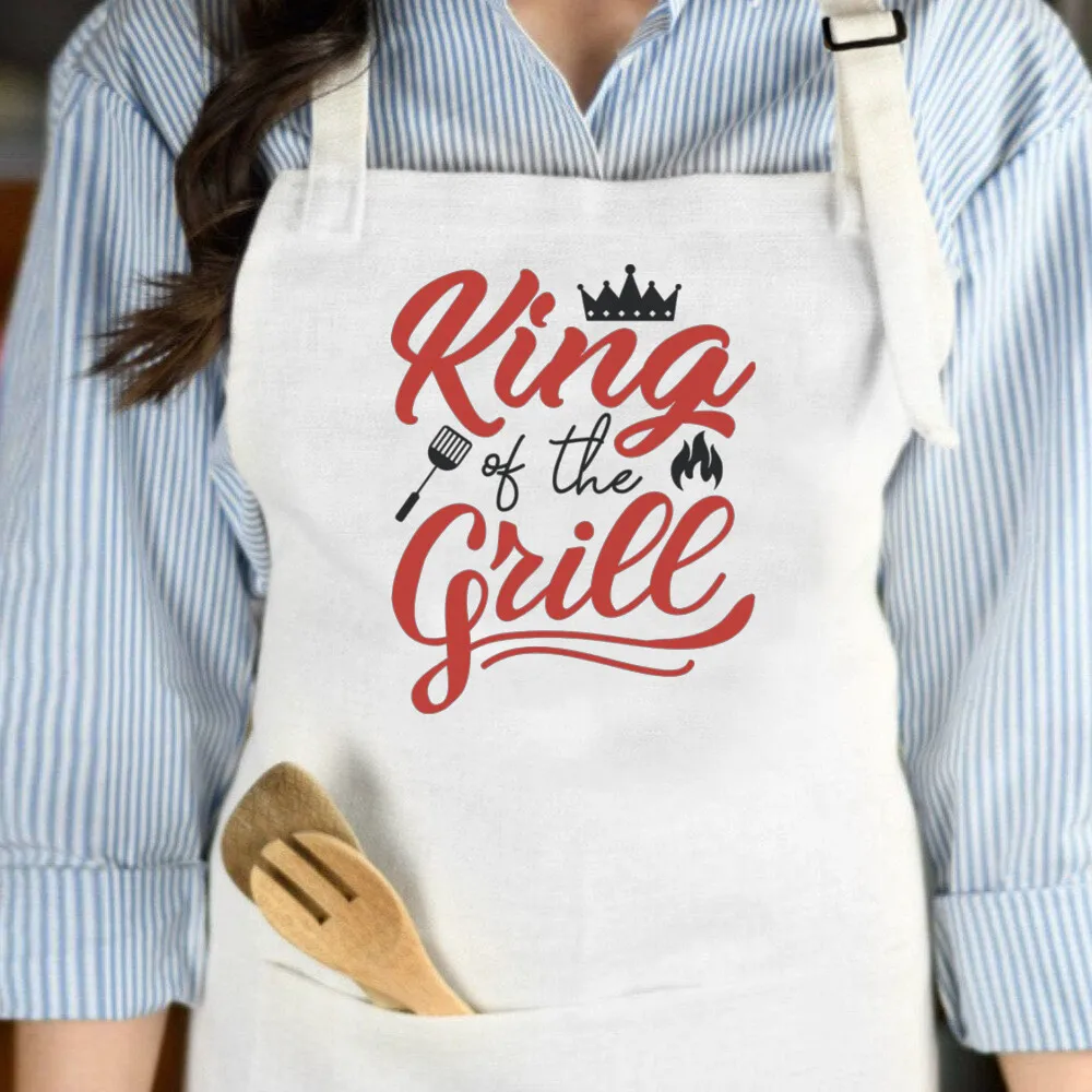 Cooking Aprons for Women Queen of The Kitchen Print Funny Women Aprons White Apron with Pockets Mom Her Chef Gifts Kitchen Apron