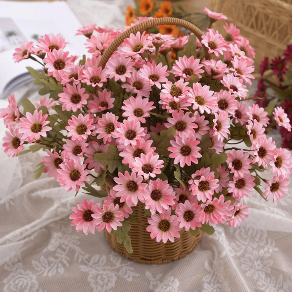 1* Plastic Artificial Flower Simulation Bouquet Of Daisies For Home Decoration Wedding Room Craft Decoration