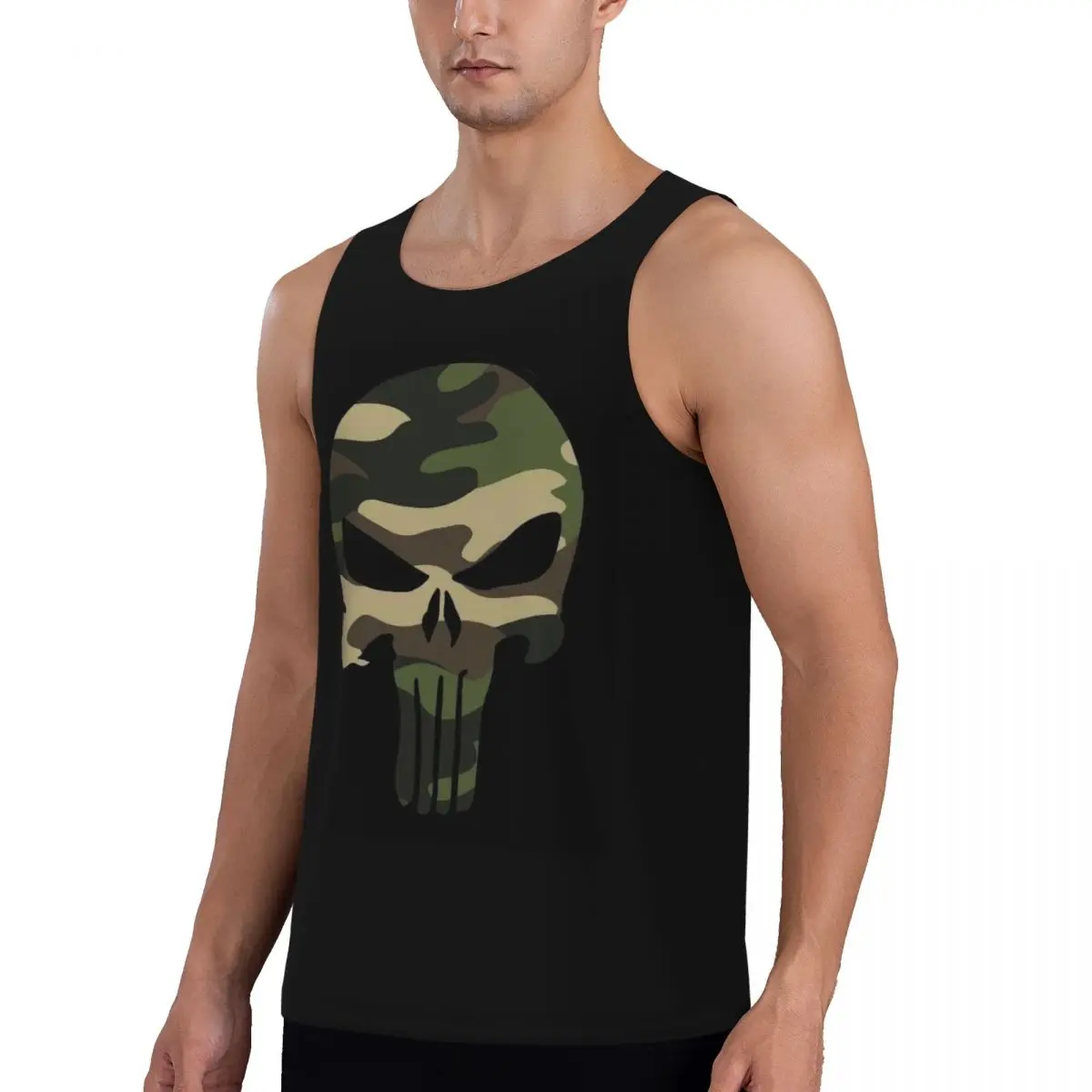 3D Printed Heavy Metal Skeleton Workout Tank Tops Punisher Skull Sleeveless Shirt Bodybuilding Fitness Gym Polyester Vest
