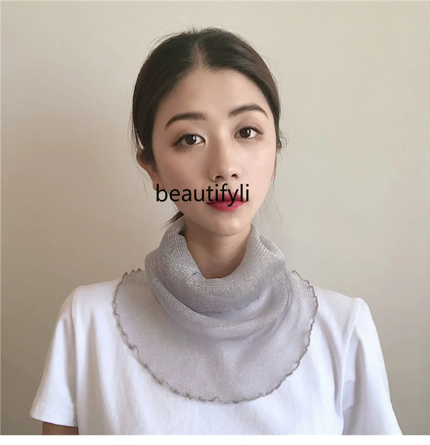 Summer and Autumn Mask Pullover Scarf Women's Sun Protection Sunshade Mask Thin Breathable Veil Bandana Small Silk Scarf