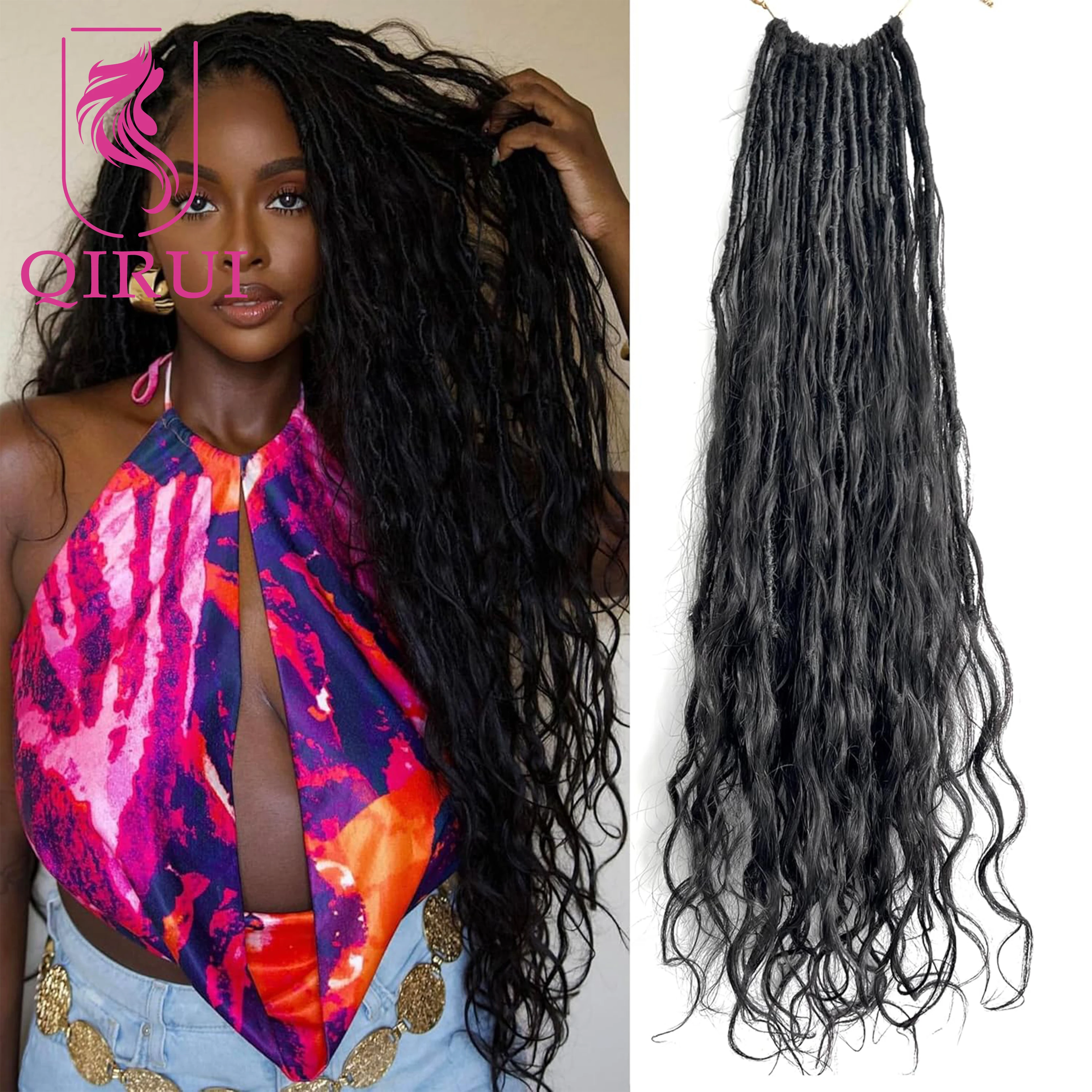 

18-дюймовые вязаные крючком локоны в стиле бохо с объемной волной, кудри из человеческих волос, локоны богини, объемная волна, полные концы для чернокожих женщин