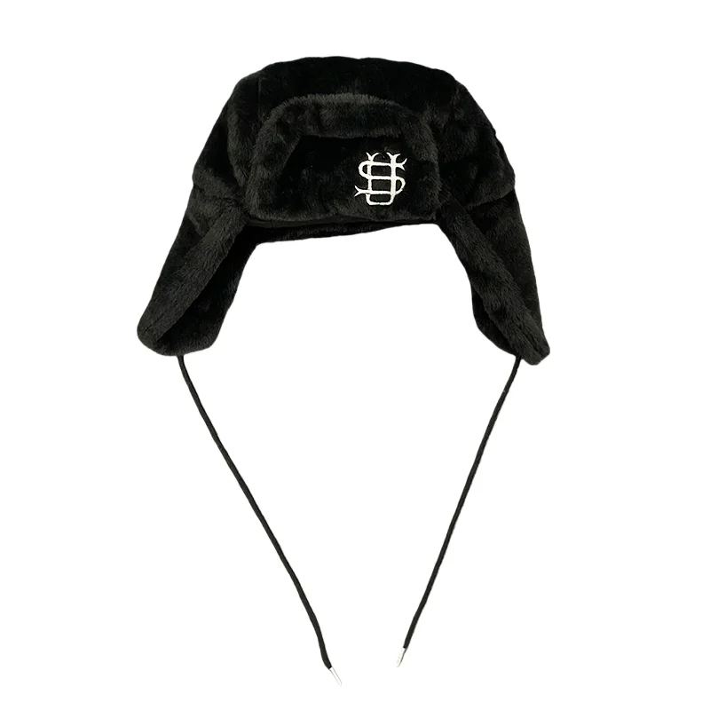 AliExpress NONE Trendy Personalized Letter Embroidery Plush Lei Feng Hat Warm Casual Ear Protection Hood for Outdoor Cycling