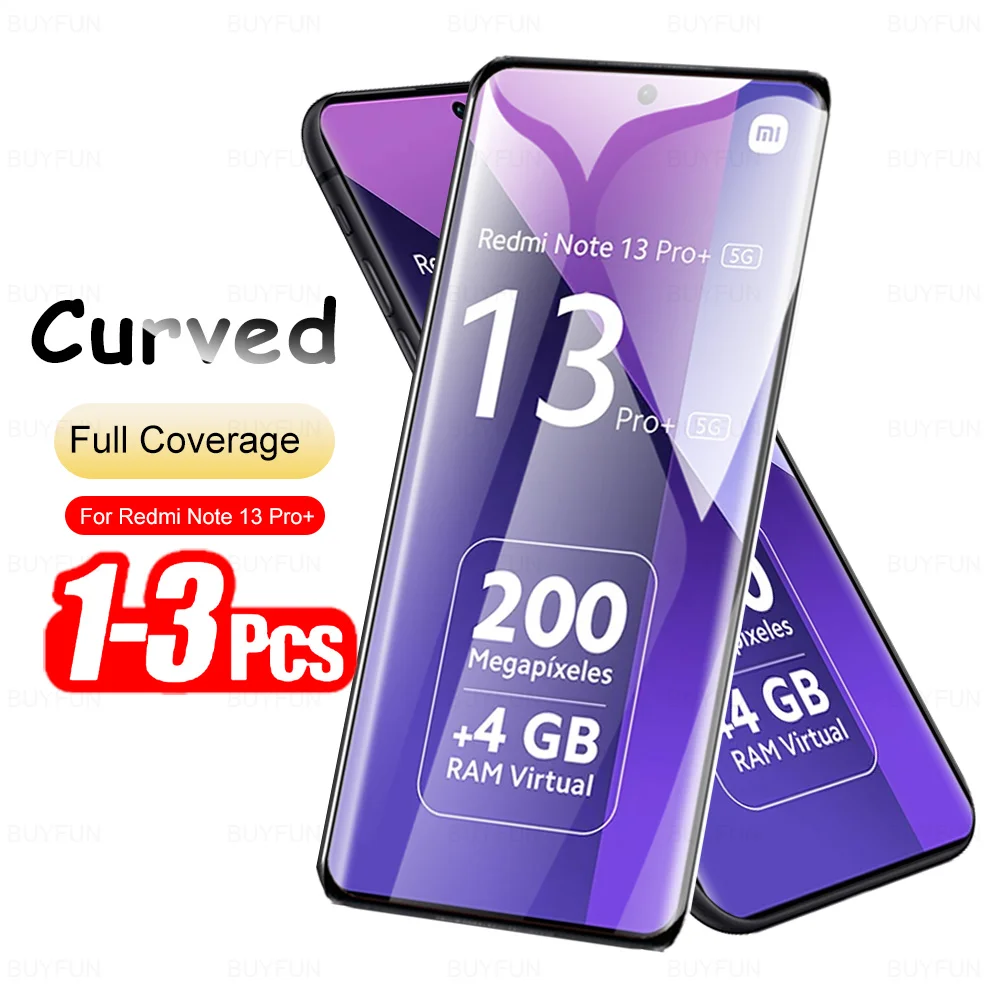 

3Pcs Curved Tempered Glass For Xiaomi Redmi Note 13 Pro+ 14 15 Pro Plus 5G Screen Protector Note15 ProPlus Note14Pro 14Pro 4G