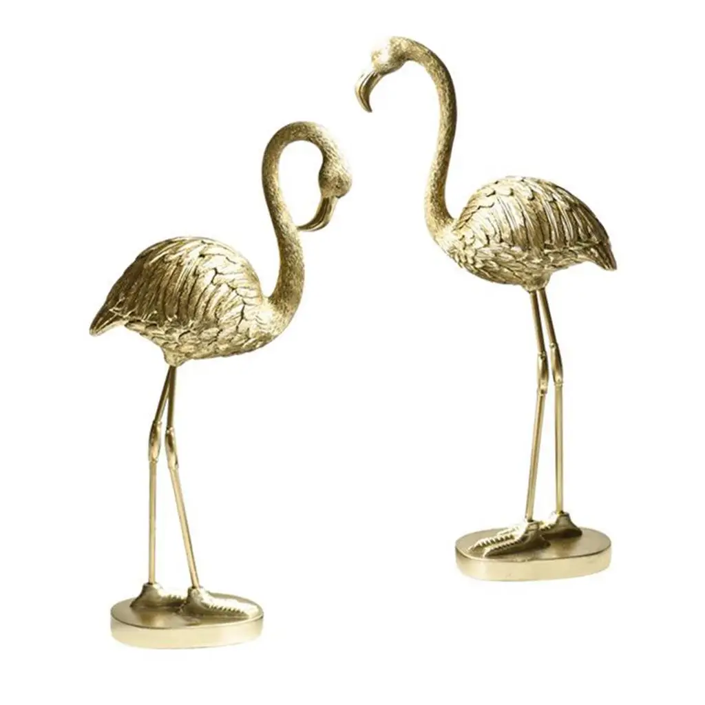 Modern Gold Flamingo Figurine Sculpture Artwork Ornament Home Living Room Decor