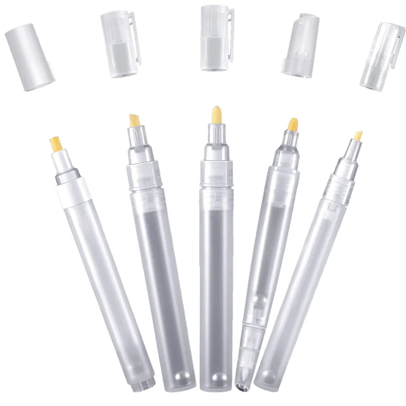 5Pcs Empty Refill Paint Markers Blank Refillable Paint Pens Empty Refillable Marker for Painting Transparent Pen Tube