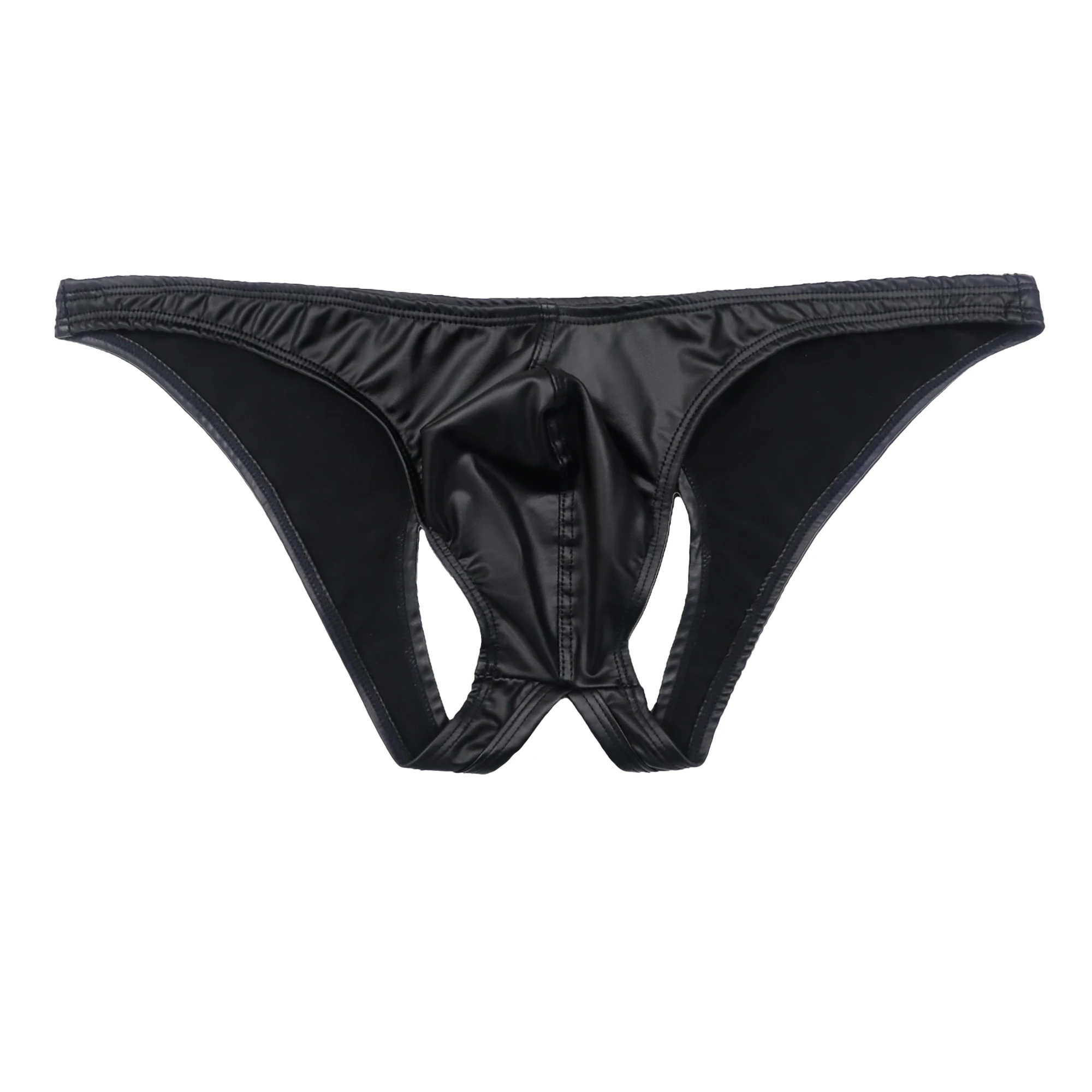 

Сексуальное мужское черное нижнее белье из искусственной кожи, мини-трусы, стринги, стринги, мужские эластичные трусы для геев, сексуальное нижнее белье с металлическими кольцами, трусы