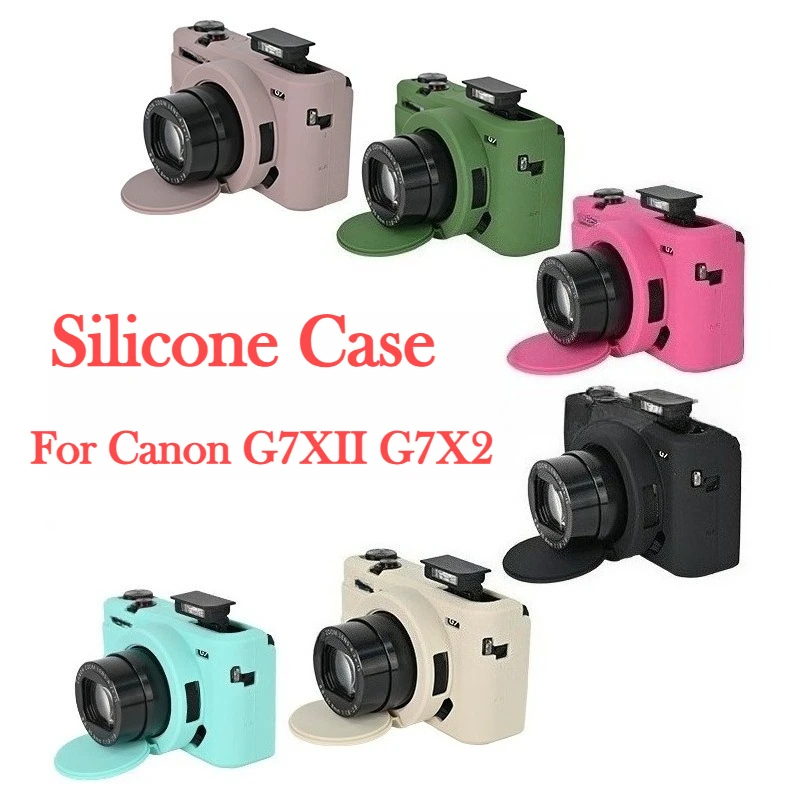 For Canon G7XII G7X2  Camera Silicone Cover Camera Bag，Silicone protective cover protective case + 1PCS Free Tempered Film