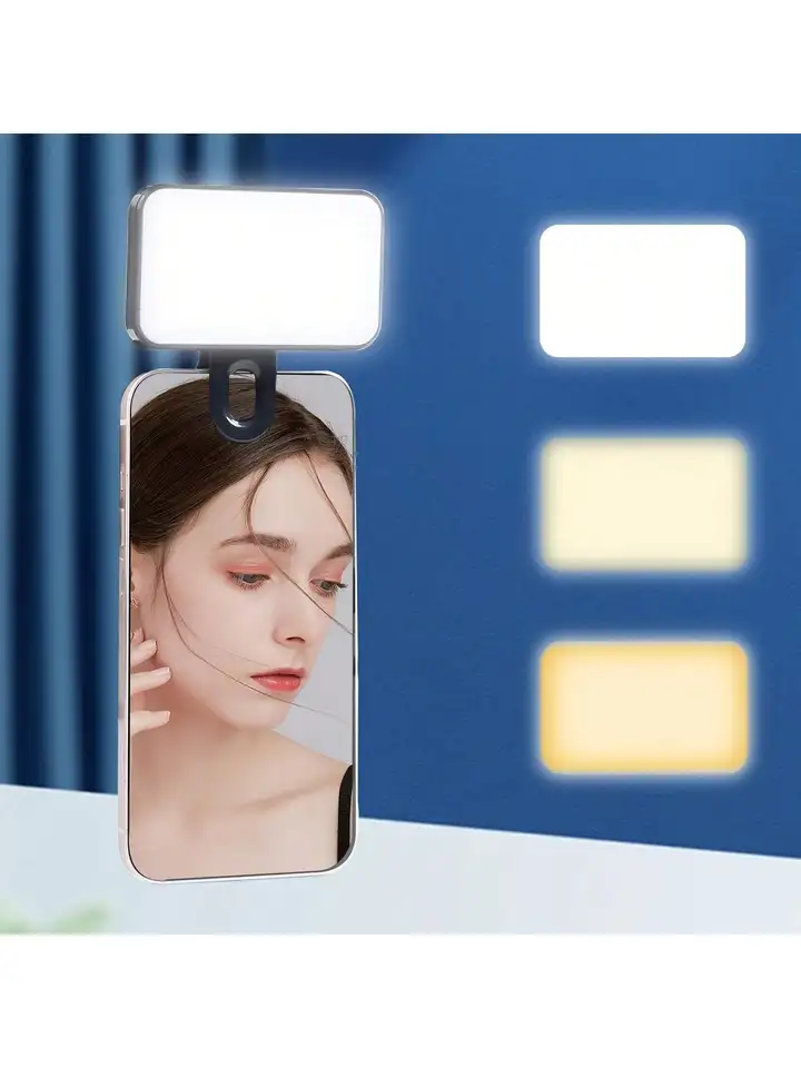 Luz de anillo LED para selfies recargable con 3 modos y clip para teléfono, cuentas de alta calidad, alimentación USB para smartphones, tablets y laptops 5