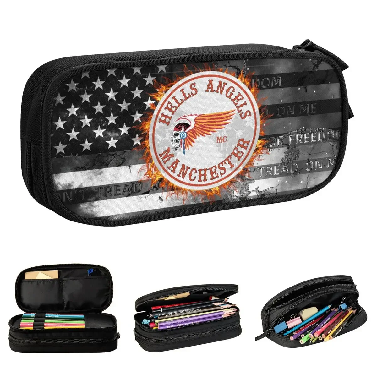 

Hells Angels Motorcycle Club Pencil Cases Cute Pen Holder Bag for Student Large Storage School Supplies Gift Pencilcases