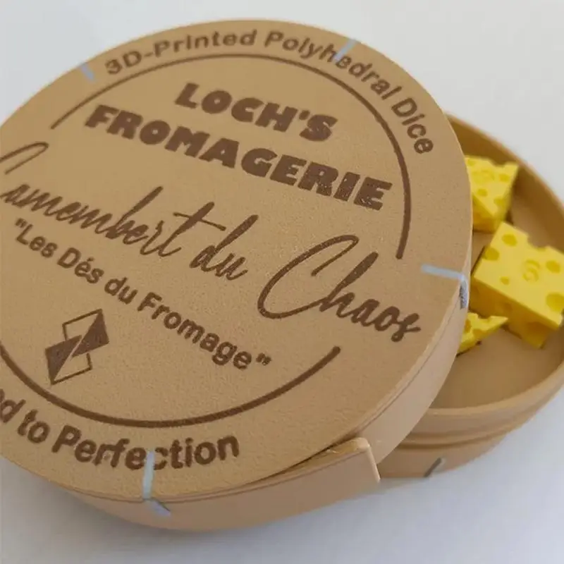 3D-Gedrucktes Käse-Polyeder-Würfelset mit Aufbewahrungsbox Neuartiges DND RPG Brettspiel D20 D12 D10 D8 D6 D4 Party-Zubehör – Detail 13