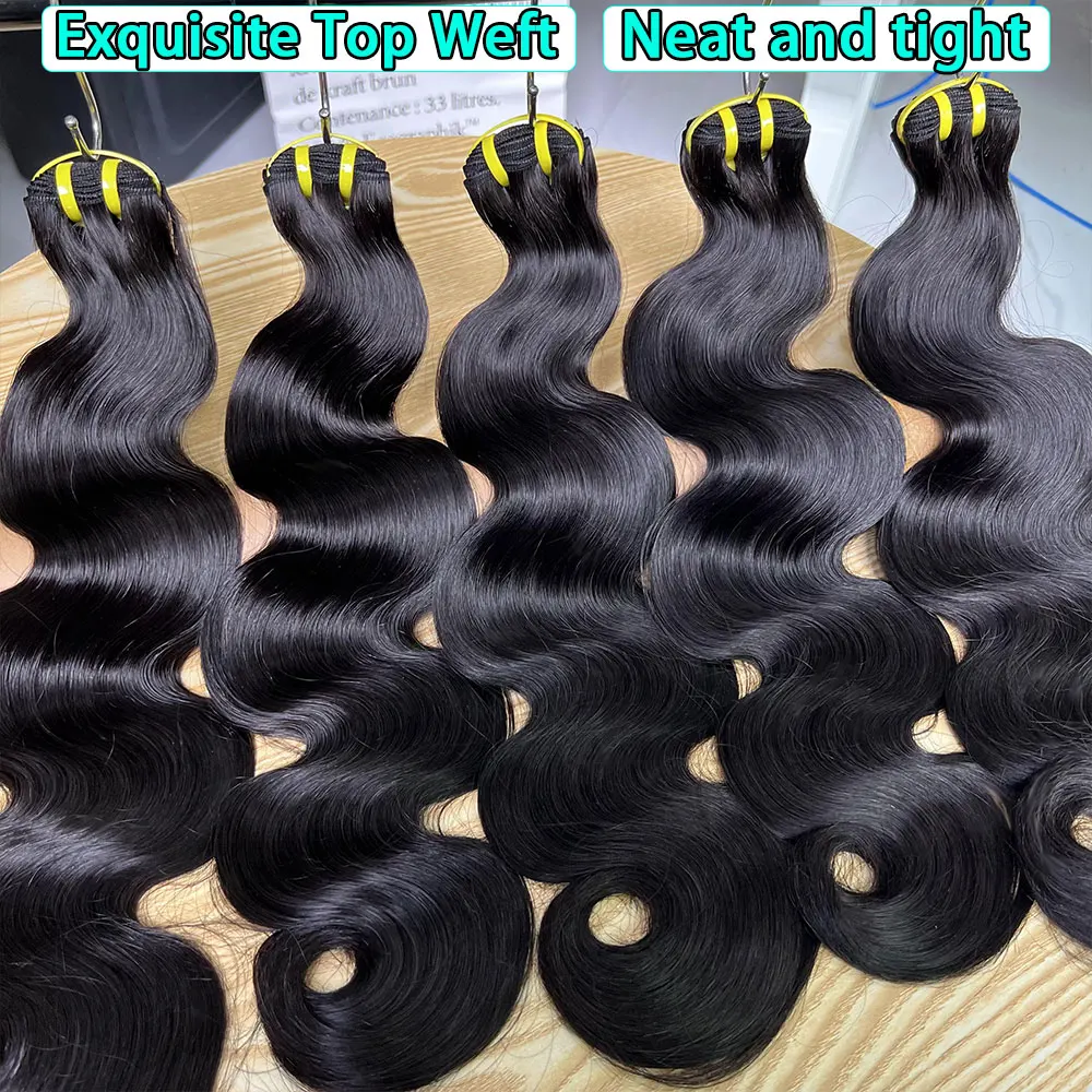 سواني Doube مسحوب الجسم موجة 100% الطبيعية غير المجهزة عذراء الشعر البشري حزم للنساء الخام الشعر Tissage تمديد بالجملة