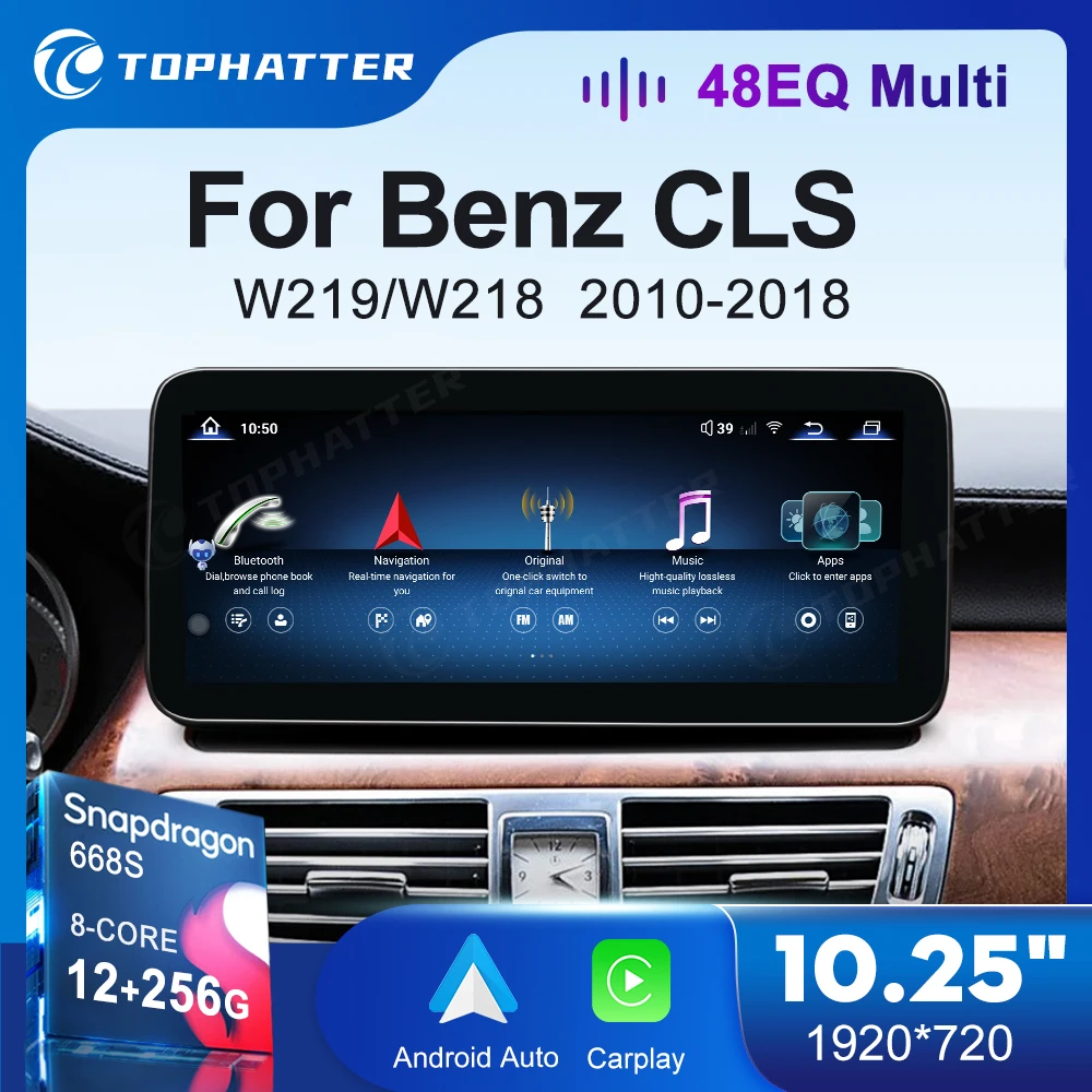 10.25 Car Radio For Mercedes Benz CLS W218 W219 CarPlay Android Auto Multimedia Player Head Unit Screen 360 3D cam Navi Display