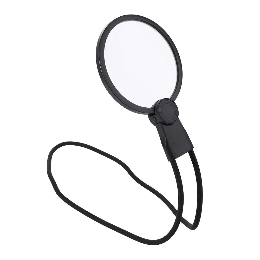 3 Color LED Lights Magnifying Glass Neck Wearing Handheld Hanging Neck Magnifying Glass Led Acrylic Hands Free Magnifier