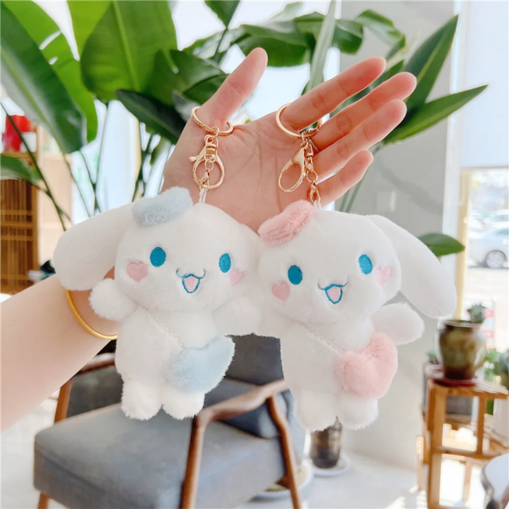 

Anime Sanrio Cinnamoroll Plush Doll Keychain Cartoon Students Schoolbag Pendant Women Keyring Decor Accessories Girls Gifts