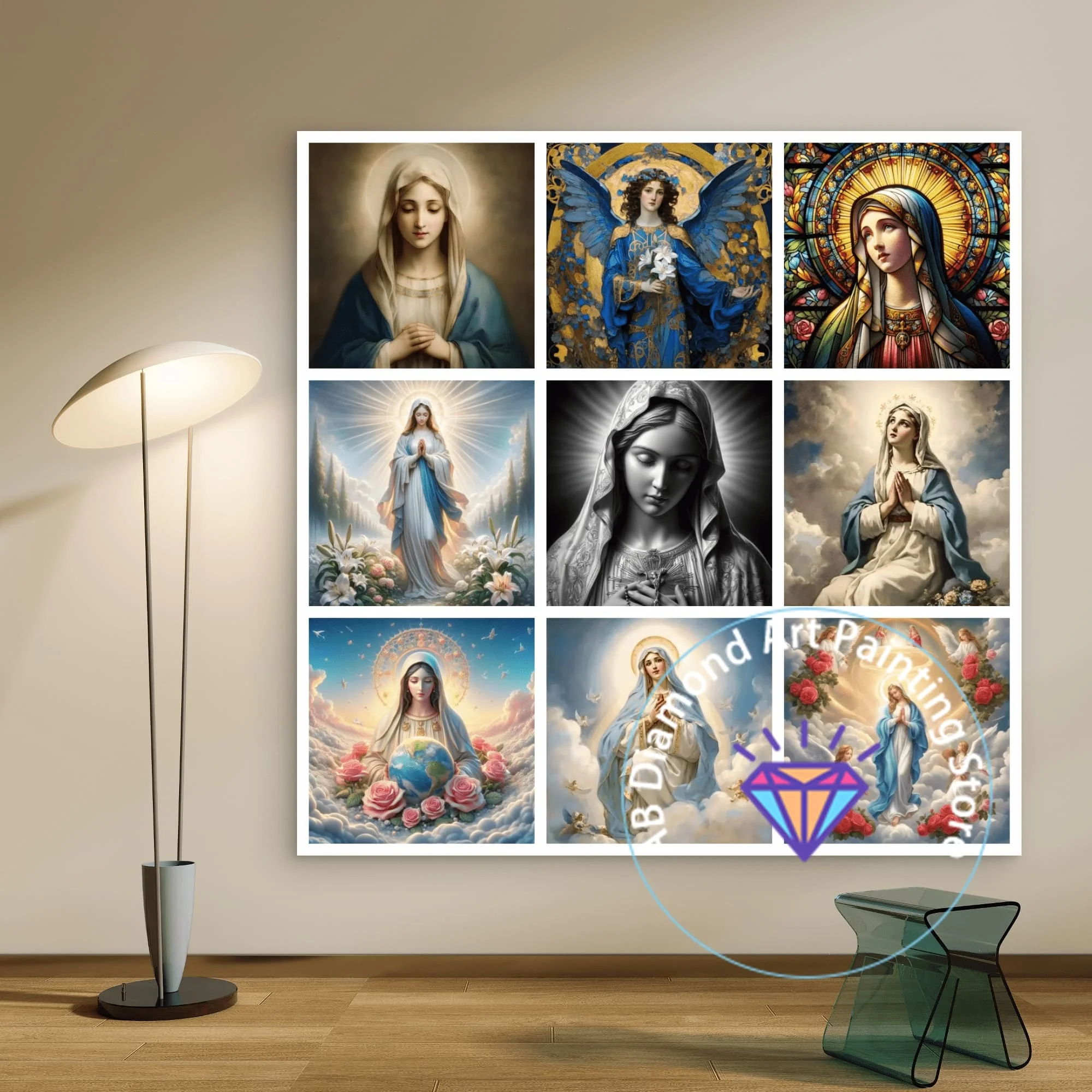 

Virgin Mary AB Diamond Painting Kit DIY Diamond Embroidery Cross Embroidery Handmade Art Exquisite Gift Crafts Home Decoration