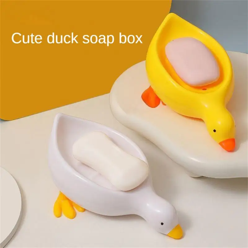 Soap Tray Self-draining Soap Rack Cute Duck-shaped Creative Rack for Shower Bathroom Kitchen Tub Sink Tray Bracket Bathroom