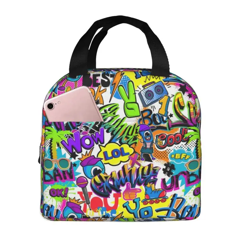 retro-quadrinhos-palmeira-graffiti-almoco-saco-termico-refrigerador-isolado-bento-caixa-para-mulheres-criancas-escola-praia-acampamento-viagem