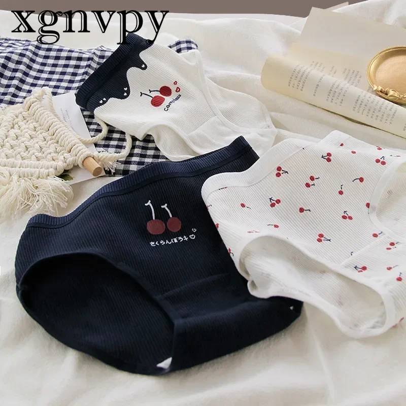 xgnvpy Student Vintage Cherry Panties Miękkie, oddychające bawełniane spodenki w kroku dla dziewczynek Duże dzieci Rozmiar M Śliczna nić