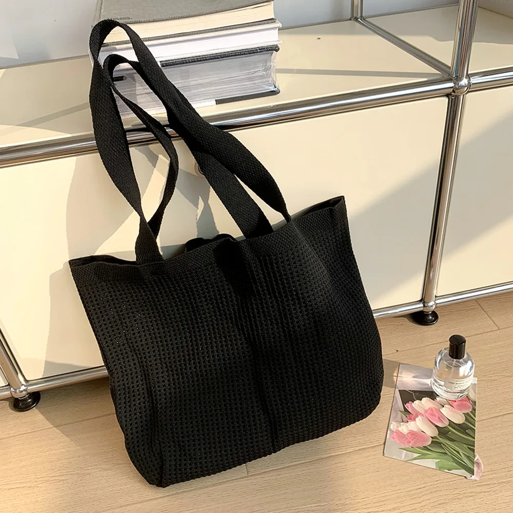 Fashion Casual Hollow Woven Bag Hollow Out Tote Beach Knitted Handbag Large Capacity Lazy Style Woman Shopping Bag Travel