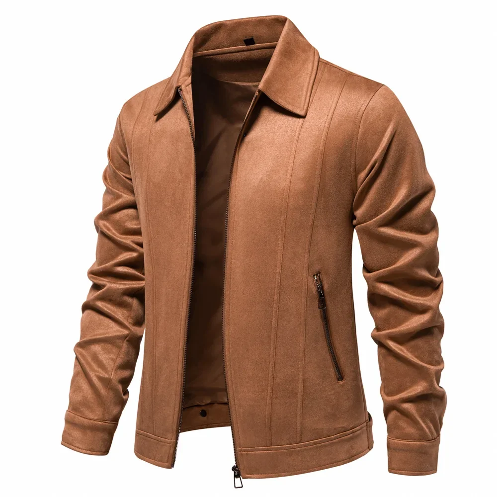 New Fall Winter Style Mens Lapel Jacket Trendy Mens Jacket Outdoor Trucker Jackets Suede Like Fabric Coat