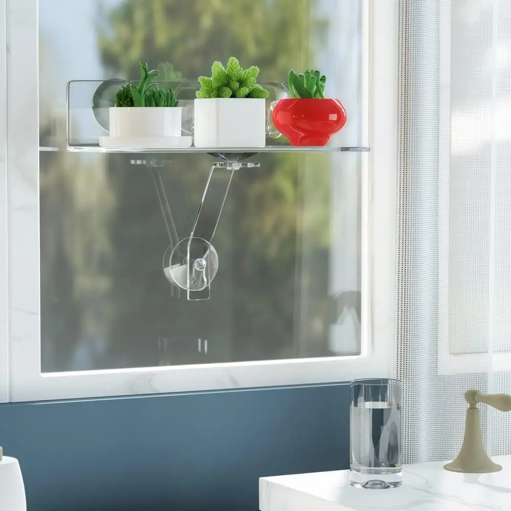 Window Sill Plant Stand Acrylic Suction Cup Ledge Acrylic Window Sill Plant Shelf with Strong Suction Cups Floating Wall Mounted