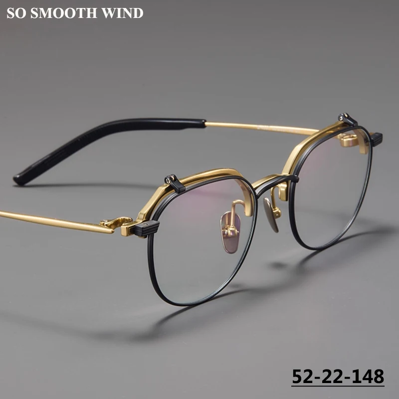 

Ultralight Titanium Handmade Double-layer Round Flip-up Glasses Men Women Eyeglasses for Both Near Far Vision Retro Spectacles