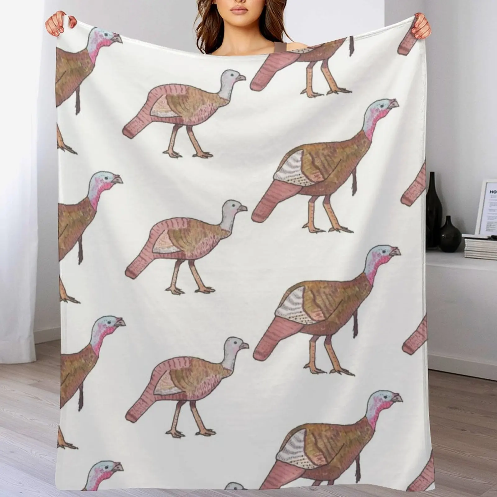 

Wild Turkey bird species watercolor bird art Throw Blanket manga bed plaid For Baby Retros Blankets