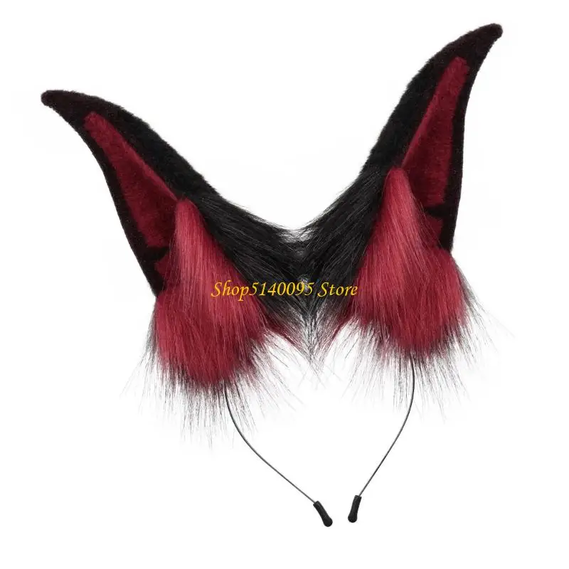 Dxae Faux Pelze Füchse Wolf Ohren Stirnband Pelzige handgefertigte Tierohren Haarband Kopfbedeckung Halloween Kostüm Cosplay