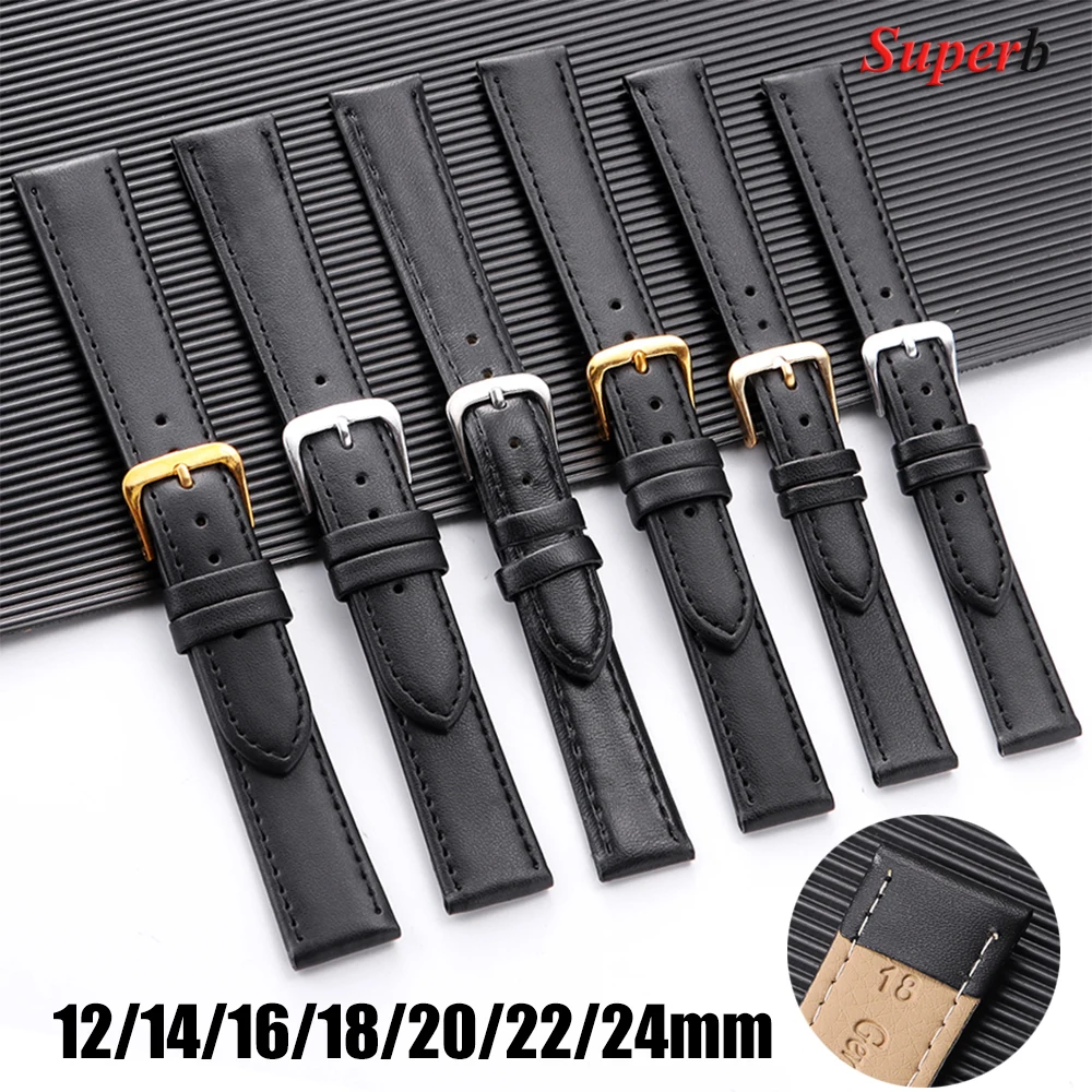 Universelles weiches Lederarmband 8mm 10mm 12mm 14mm 16mm 18mm 20mm 22mm 24mm PU-Leder-Uhrenarmband für Männer Frauen Sportarmband