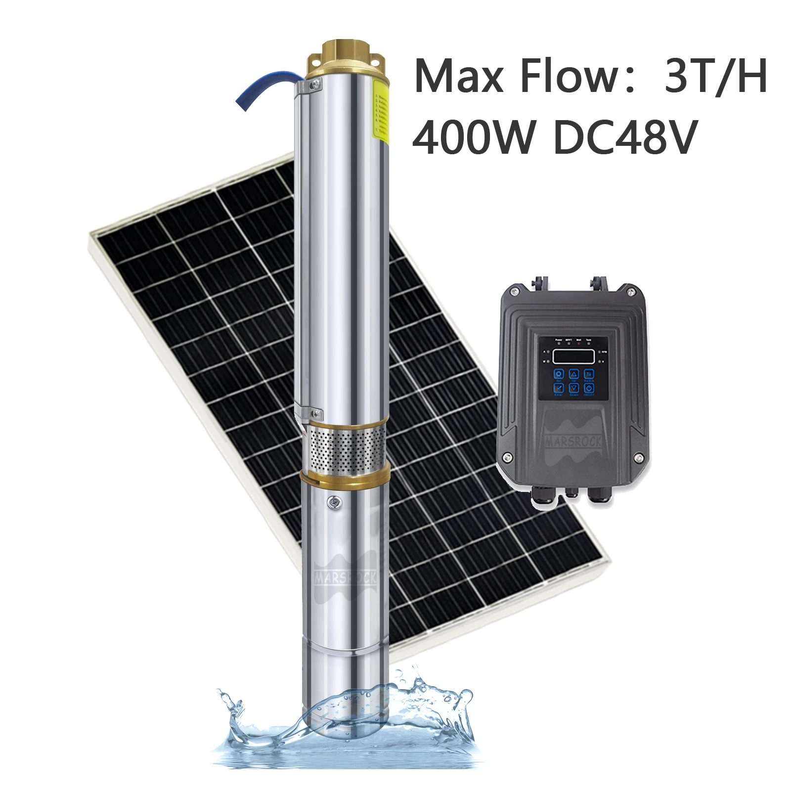 

400W 48V Solar DC Deep Well Pump With MPPT Controller Household Brushless Stainless Steel Water Pump for Agriculture Irrigate