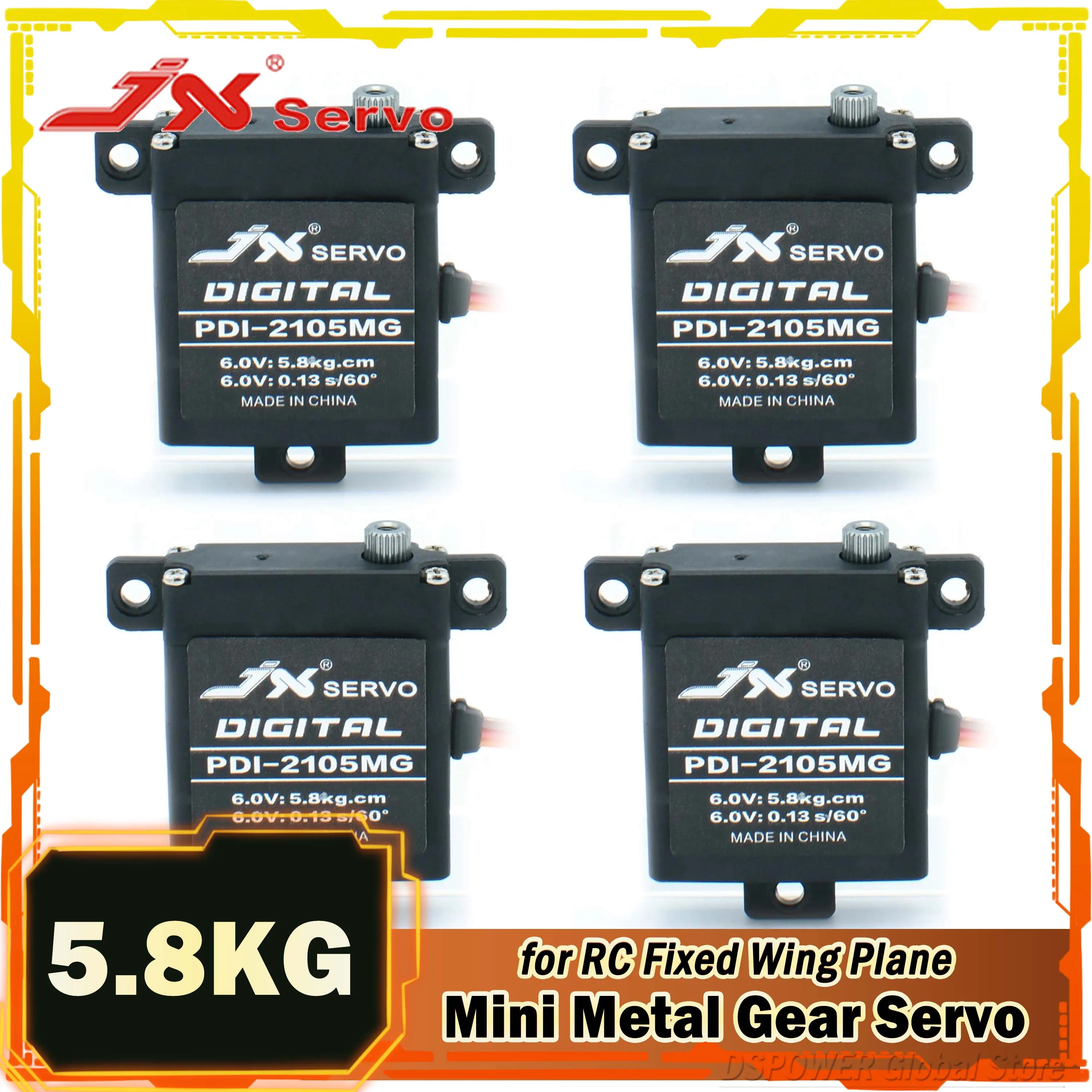 

JX 5.8KG Metal Gear Mini Micro Servo PDI-2105MG Digital Motor 4.8V-6V for RC Fixed Wing Plane Aircraft Helicopter Model Toy Part